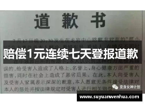 赔偿1元连续七天登报道歉 